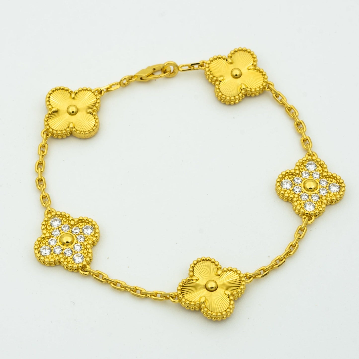 [AuraEcho]CLOVER BRACELET 5 MOTIFS GOLD DIAMOND