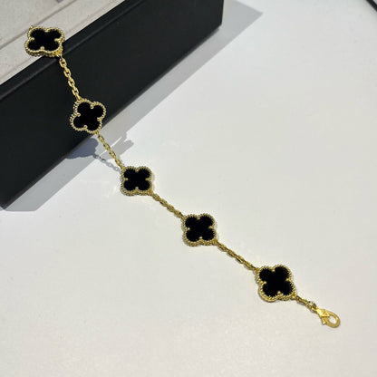 [AuraEcho] CLOVER 5 MOTIF ONYXS BRACELET COLLECTION