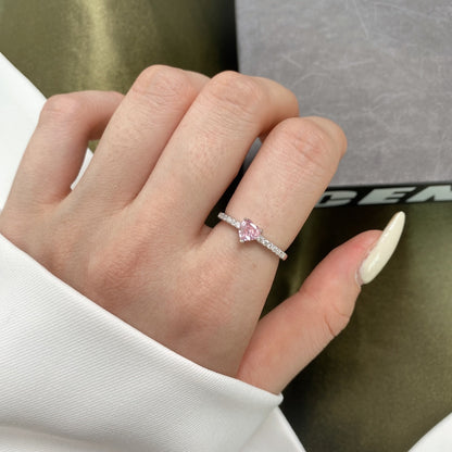 [AuraEcho]0.5 Carat CaratEternity Charming Heart Shape Lover Ring