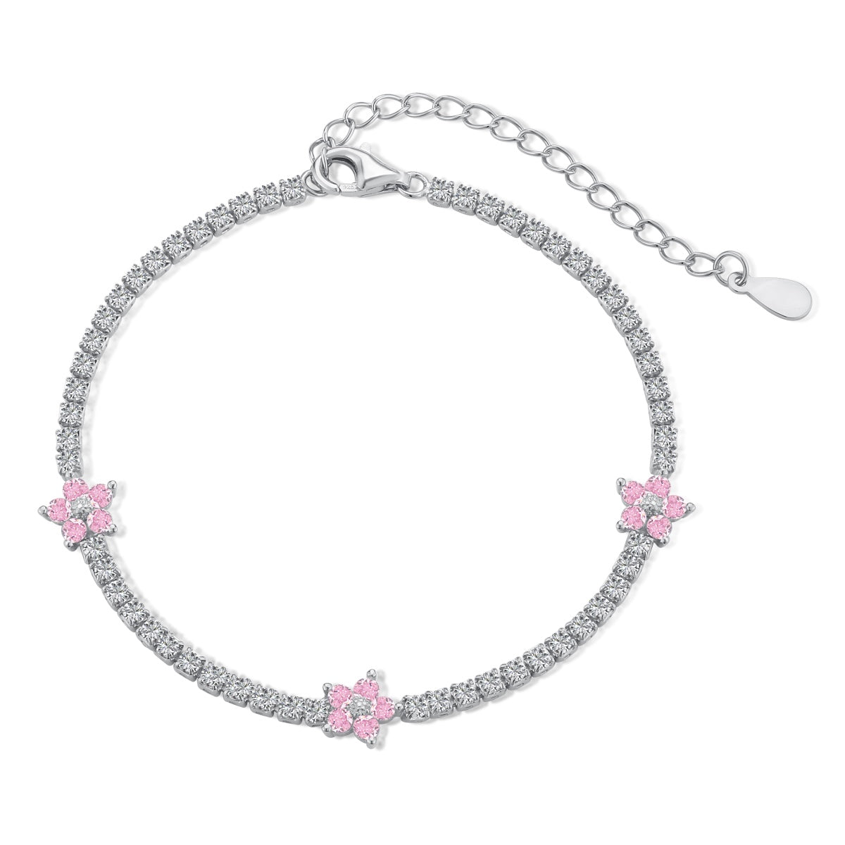 [AuraEcho]Sparkling Flower Shape Tennis Bracelet
