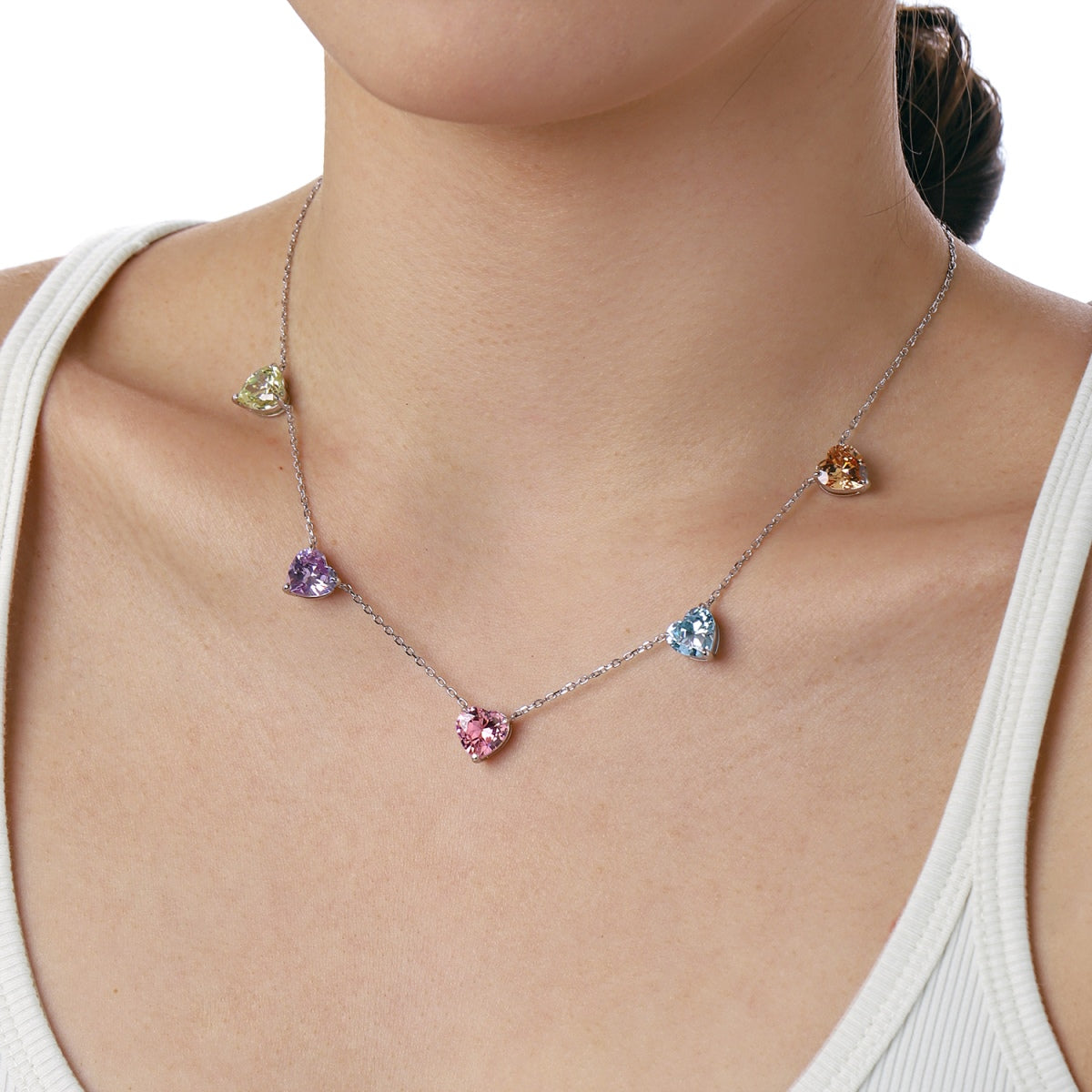 [AuraEcho]Sparkling Colorful Heart Cut Necklace