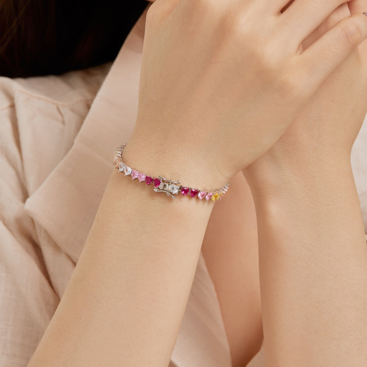 [AuraEcho]Luxurious Colorful Romantic Heart Shape Lover Bracelet