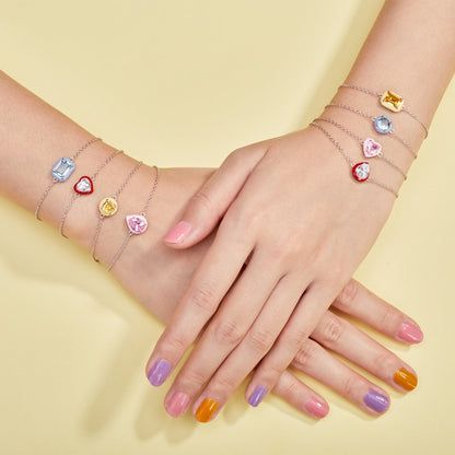 [AuraEcho]2.0 Carat Sparkling Colorful Emerald Cut Daily Bracelet