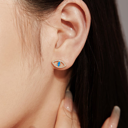 [AuraEcho]Blue Devil Eyes Hollow Stud Earrings
