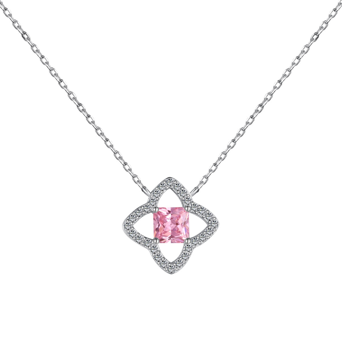 [AuraEcho]Exquisite Flower Shape Princess Cut Necklace