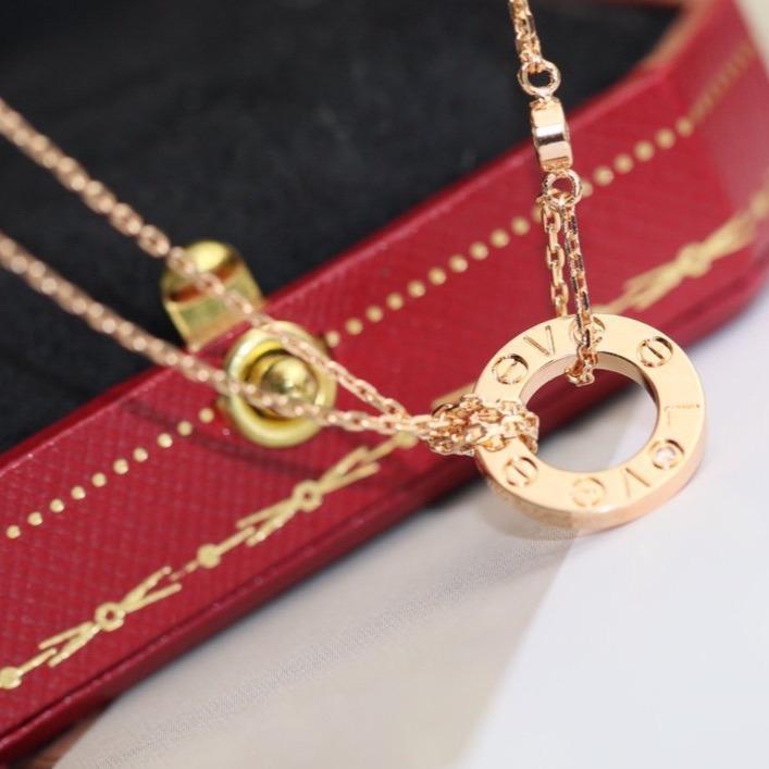 [AuraEcho]LOVE NECKLACE ADJUSTABLE ROSE GOLD 2 DIAMOND