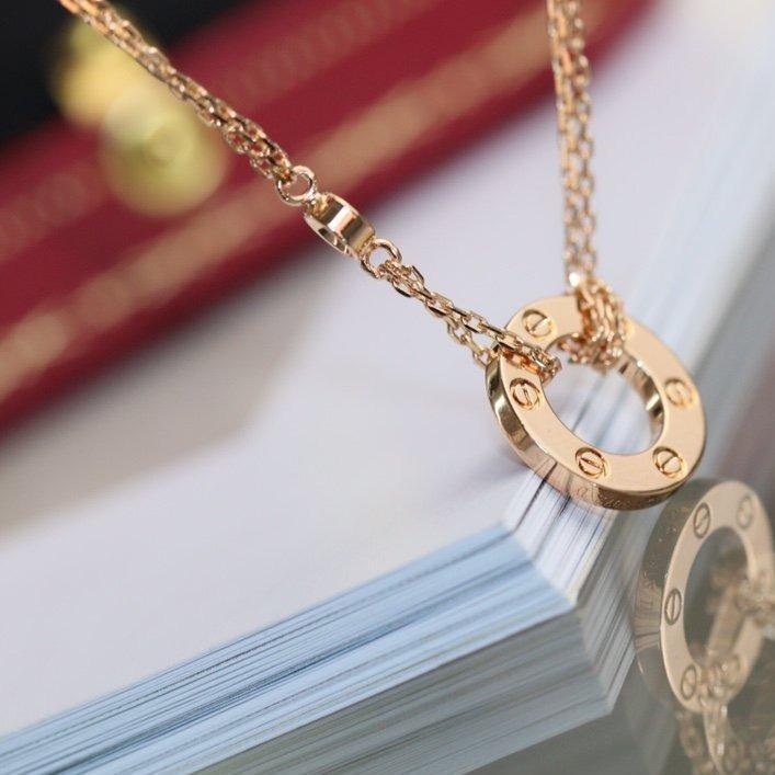[AuraEcho]LOVE NECKLACE ADJUSTABLE ROSE GOLD 2 DIAMOND