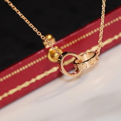 [AuraEcho]LOVE NECKLACE PINK GOLD AND SILVER