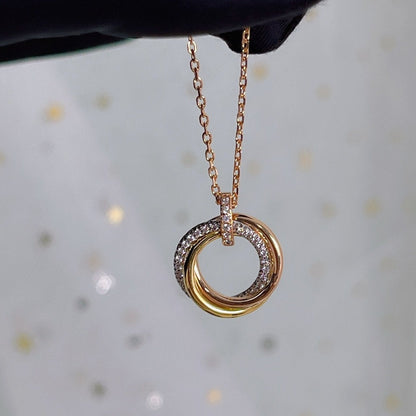 [AuraEcho]TRINITY NECKLACE SILVER GOLD PINK GOLD DIAMONDS
