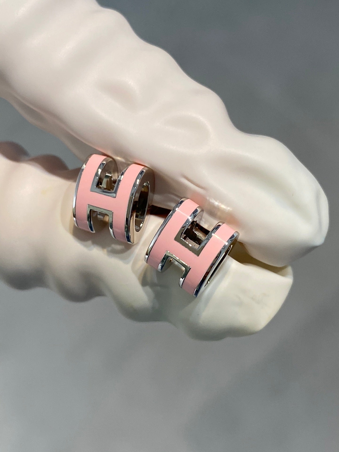 [AuraEcho]MINI POP H SILVER EARRINGS PINK