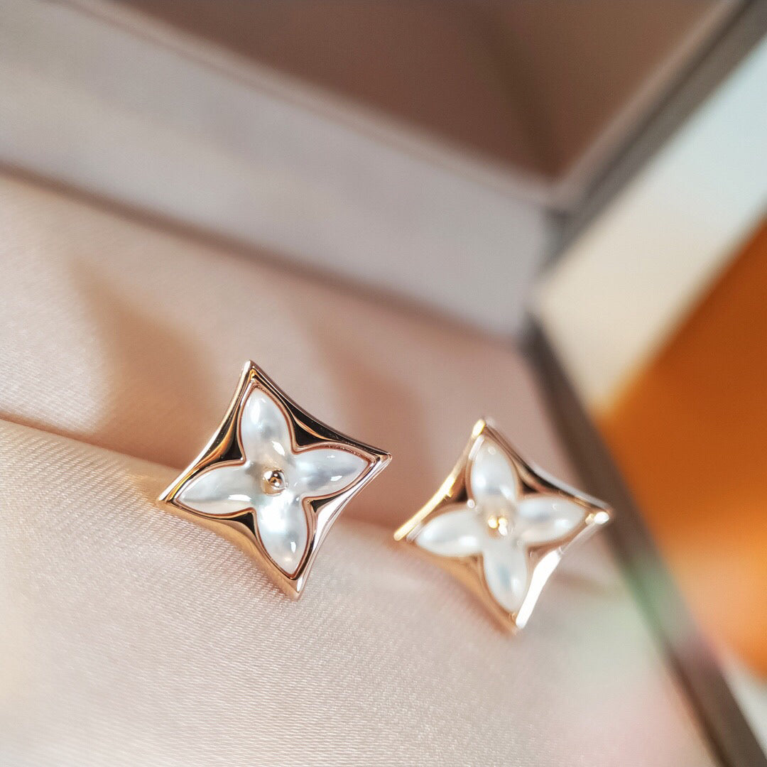 [AuraEcho]STAR MOP PINK GOLD EARRINGS