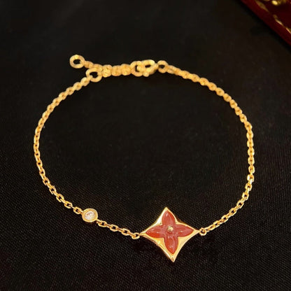 [AuraEcho]COLOR STAR CARNELIAN PINK GOLD DIAMOND BRACELET