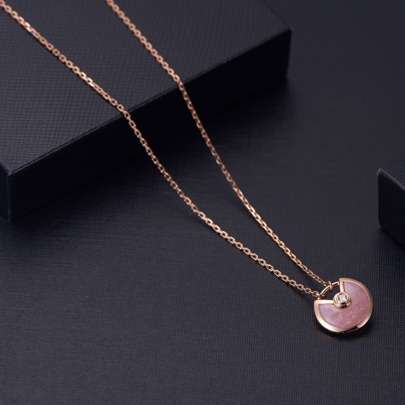 [AuraEcho]AMULETTE ROSE GOLD PINK MOP NECKLACE