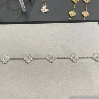 [AuraEcho]CLOVER 5 MOTIFS  DIAMOND BRACELET SILVER
