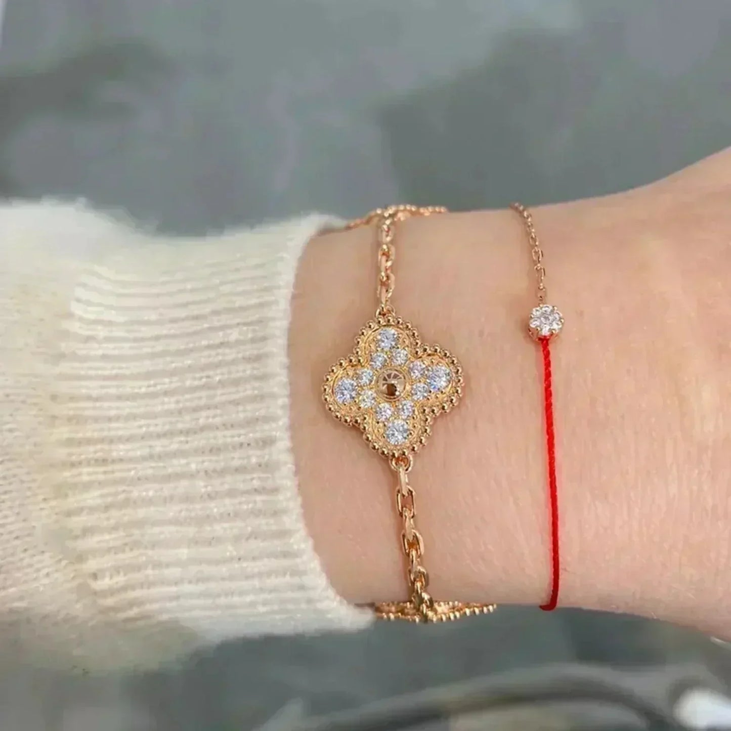 [AuraEcho] CLOVER 5 MOTIF FULL DIAMOND BRACELET COLLECTION