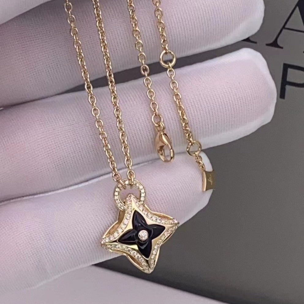 [AuraEcho]STAR PEDANT PINK GOLD DIAMOND NECKLACE