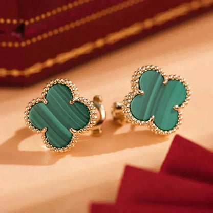 [AuraEcho]CLOVER MEDIUM 1 MOTIFS MALACHITE  EARRINGS
