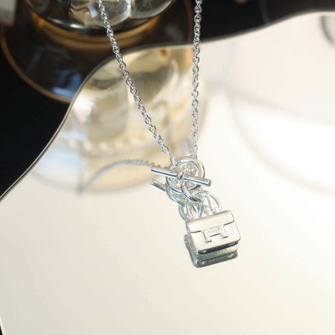 [AuraEcho]POP H PEDANT SILVER NECKLACE