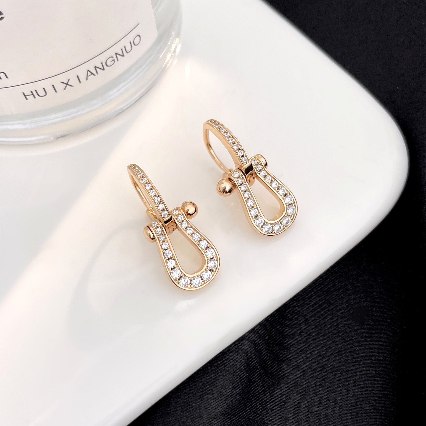 [AuraEcho]FORCE 10 FULL DIAMOND DROP EARRINGS MEDIUM MODEL