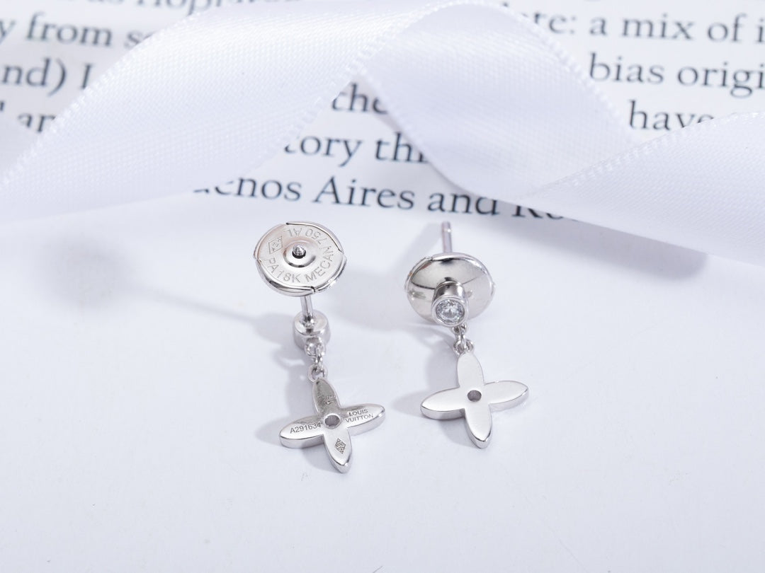 [AuraEcho]VIDYLLE SILVER DIAMOND MINI DROP EARRINGS