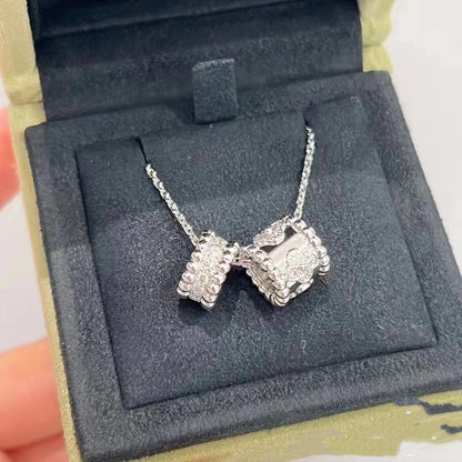 [AuraEcho]PERLEE DOUBLE PENDANT SILVER DIAMOND NECKLACE