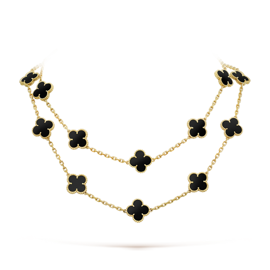 [AuraEcho]CLOVER 20 MOTIFS ONYX NECKLACE