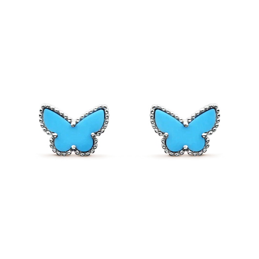 [AuraEcho]BUTTERFLY TURQUOISE EARRINGS SILVER