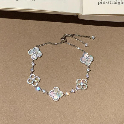 [AuraEcho]CLOVER 5 MOTIF PINK BLUE RED WHITE BRACELET