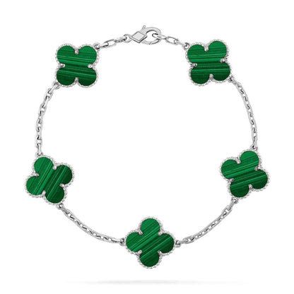 [AuraEcho] CLOVER 5 MOTIF MALACHITE BRACELET COLLECTION