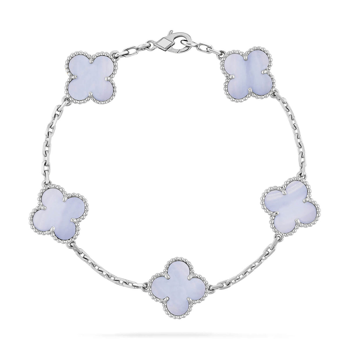 [AuraEcho] CLOVER 5 MOTIF PURPLE CHALCEDONY BRACELET COLLECTION
