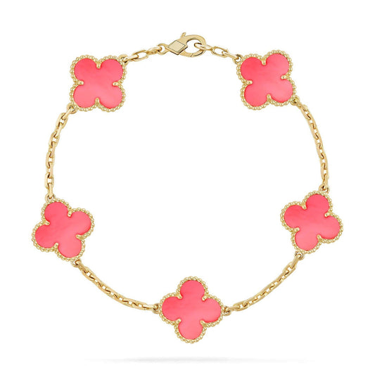 [AuraEcho] CLOVER 5 MOTIFS  PINK MOP BRACELET COLLECTION