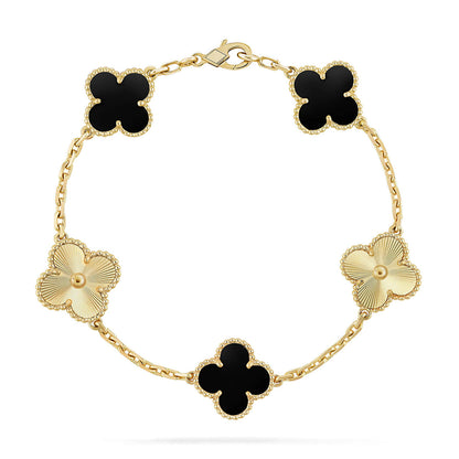 [AuraEcho] CLOVER 5 MOTIF ONYXS BRACELET COLLECTION