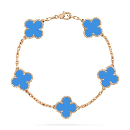[AuraEcho]CLOVER 5 MOTIFS BLUE AGATE BRACELET