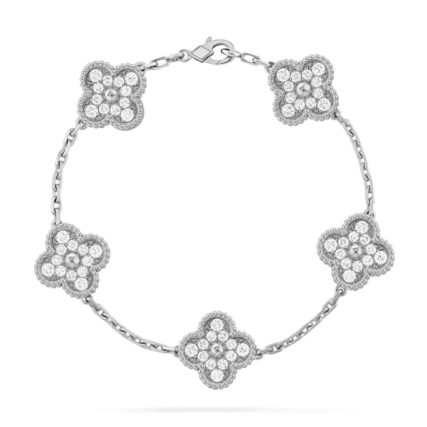[AuraEcho]CLOVER 5 MOTIFS  DIAMOND BRACELET SILVER