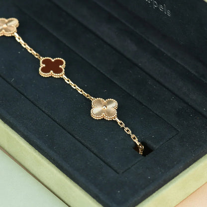 [AuraEcho] CLOVER 5 MOTIF RED CORNELIAN BRACELET COLLECTION