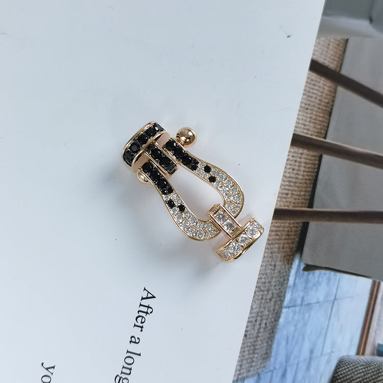 [AuraEcho]FORCE LARGE HORSESHOE BLACK WHITE DIAMOND BRACELET ROSE GOLD