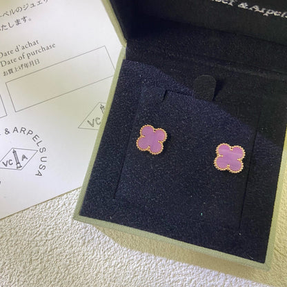 [AuraEcho]CLOVER MINI 9.5MM  PURPLE VIOLET EARRINGS
