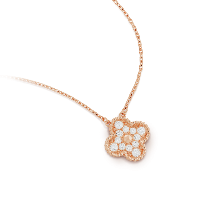 [AuraEcho]CLOVER 15MM DIAMOND SINGLE FLOWER NECKLACE