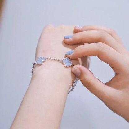 [AuraEcho] CLOVER 5 MOTIF PURPLE CHALCEDONY BRACELET COLLECTION