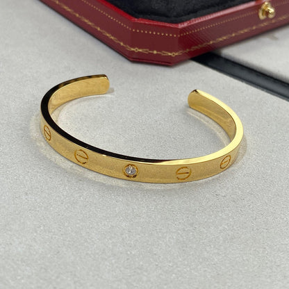 [AuraEcho]LOVE BRACELET 6.1MM 1 DIAMOND OPEN CUFF