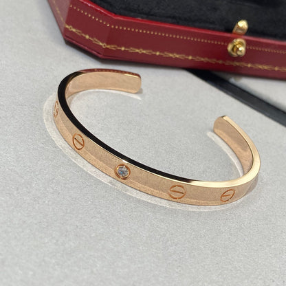 [AuraEcho]LOVE BRACELET 6.1MM 1 DIAMOND OPEN CUFF