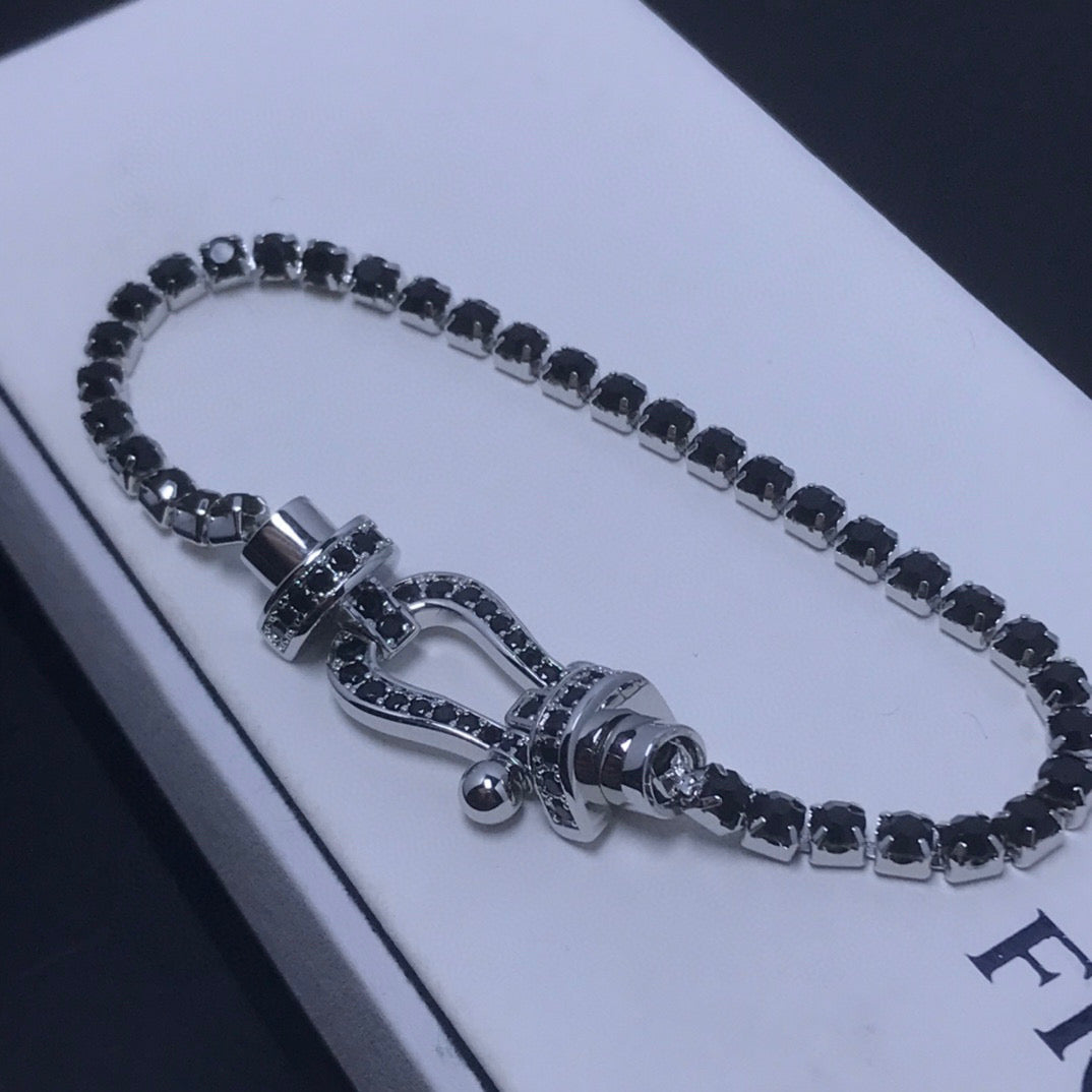 [AuraEcho]FORCE  LARGE HORSESHOE FULL DIAMOND TENNIS BRACELET