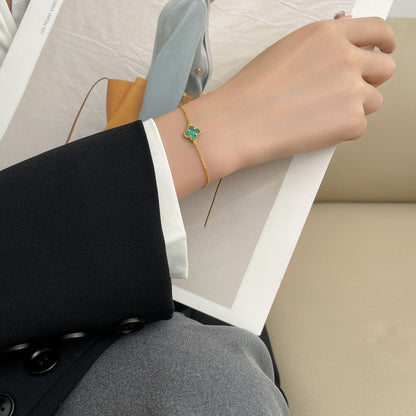 [AuraEcho]CLOVER BRACELET MALACHITE 1 MOTIF