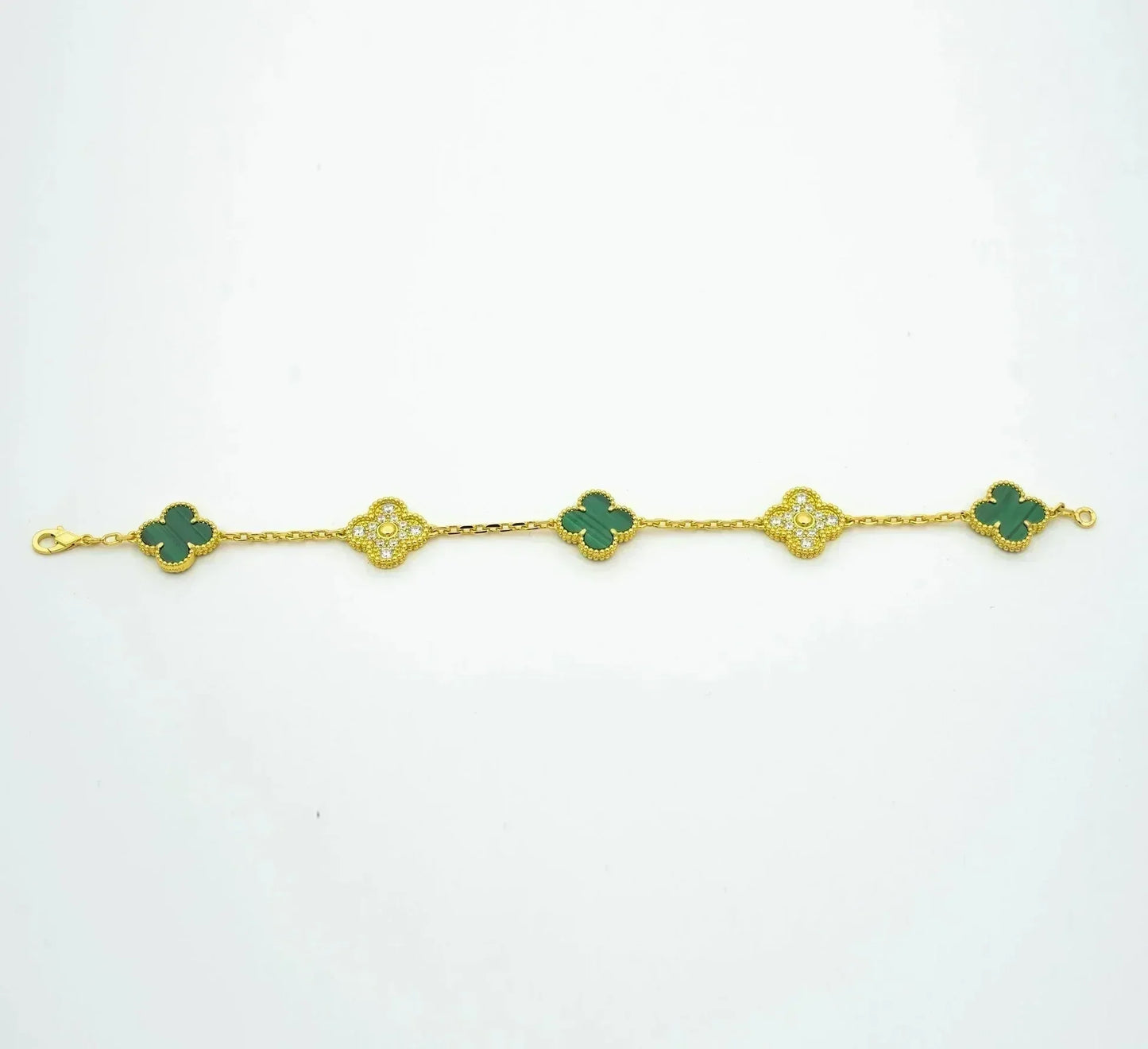 [AuraEcho] CLOVER 5 MOTIF MALACHITE BRACELET COLLECTION
