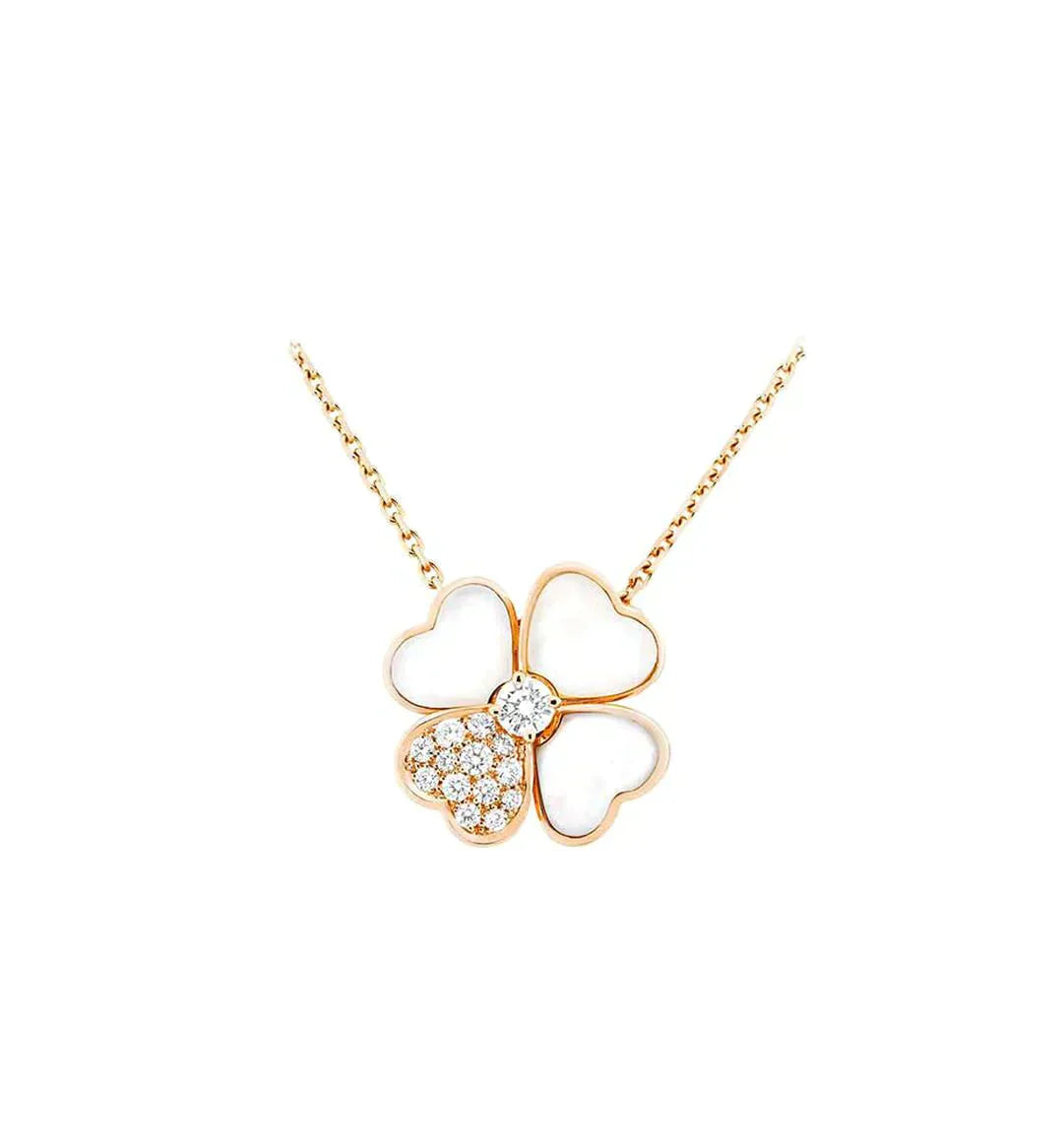 [AuraEcho]CLOVER MOP DIAMOND ROSE GOLD NECKLACE