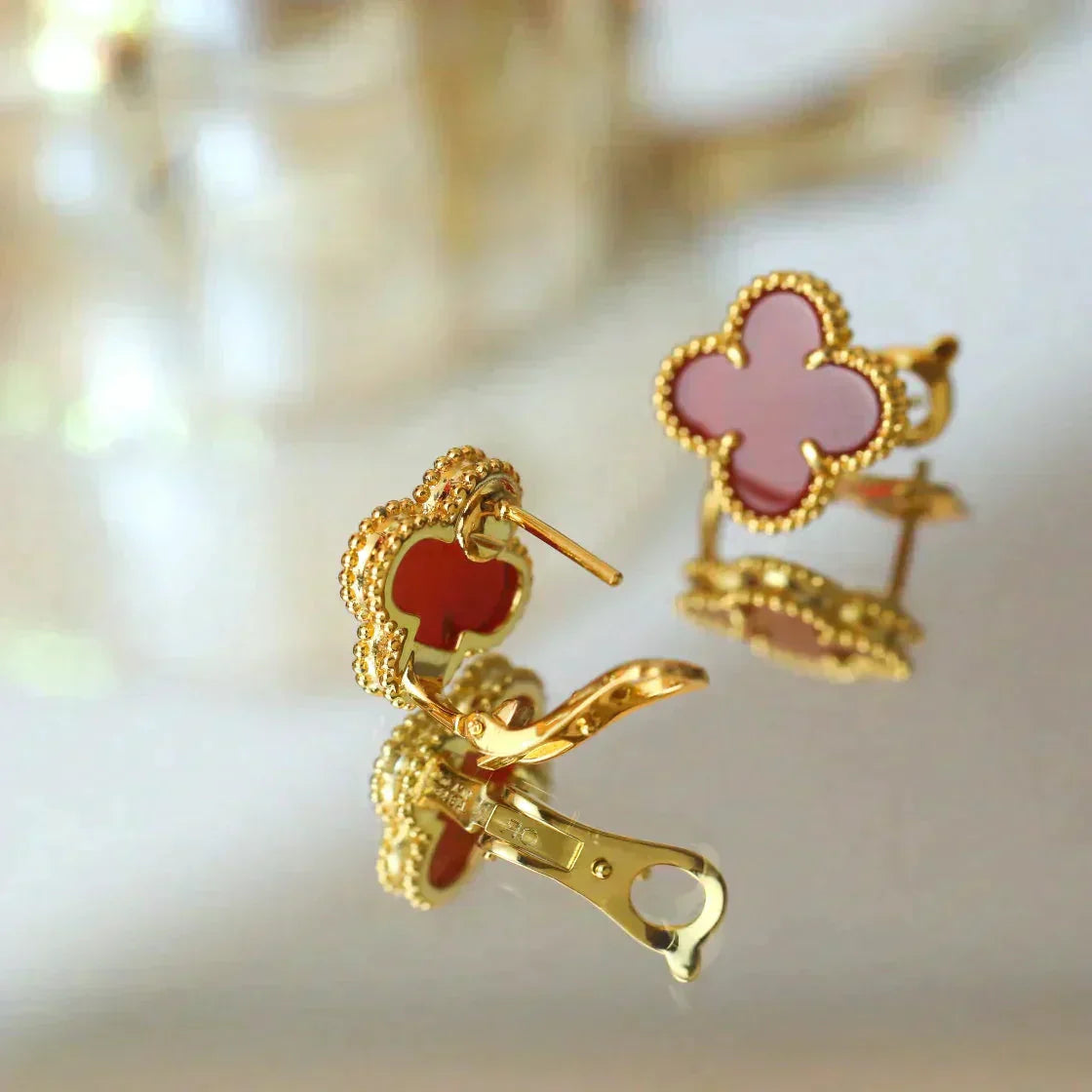 [AuraEcho]CLOVER MEDIUM 1 MOTIFS CARNELIAN  EARRINGS