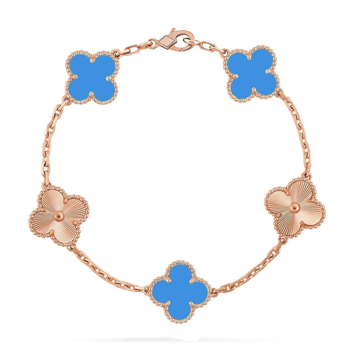 [AuraEcho] CLOVER 5 MOTIF BLUE AGATE BRACELET COLLECTION