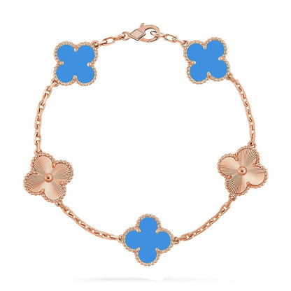 [AuraEcho] CLOVER 5 MOTIF BLUE AGATE BRACELET COLLECTION