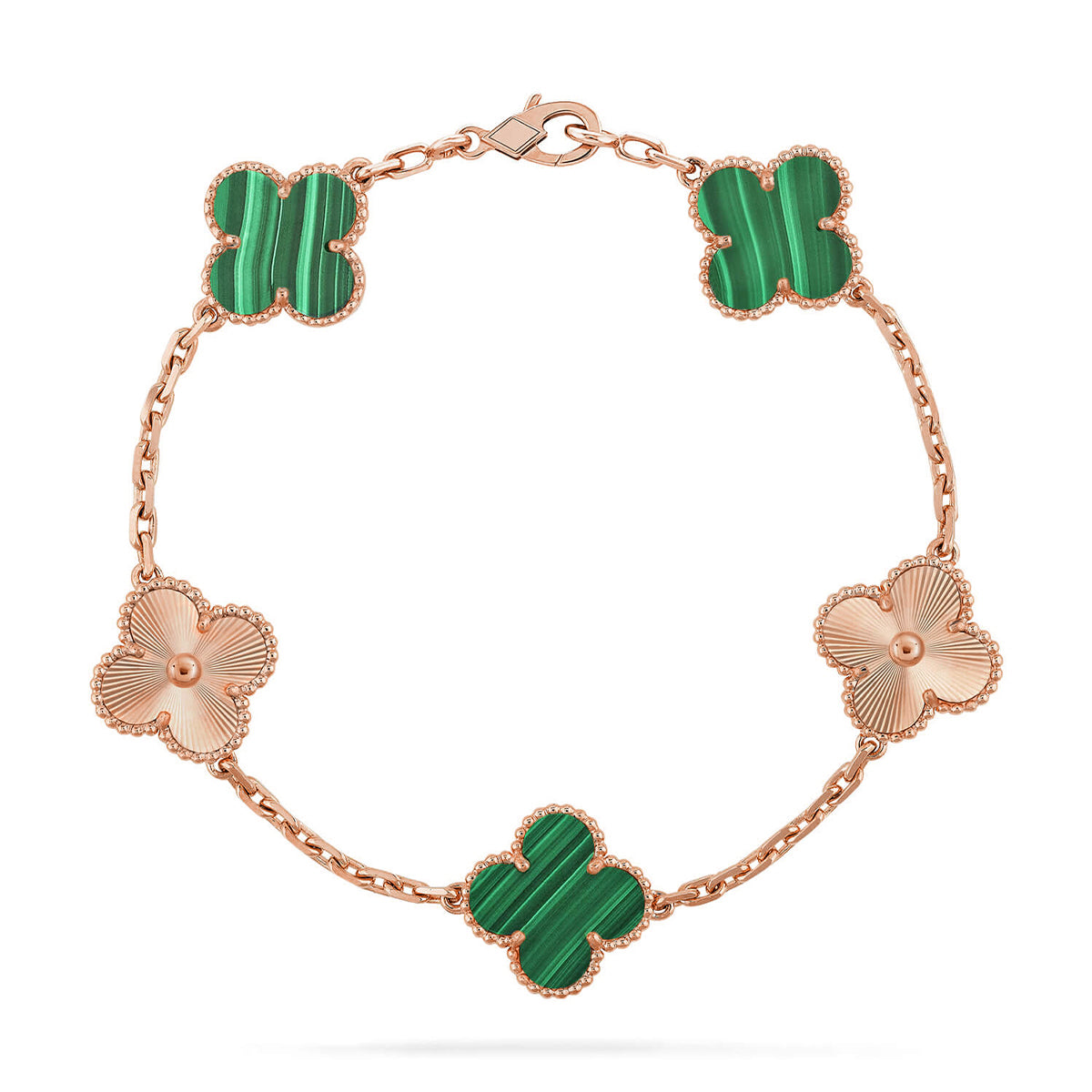 [AuraEcho] CLOVER 5 MOTIF MALACHITE BRACELET COLLECTION