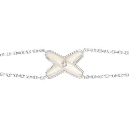 [AuraEcho]JEUX BRACELET WHITE MOP SILVER 1 DIAMOND